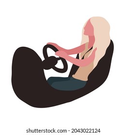 girl driving illustration vector isolated