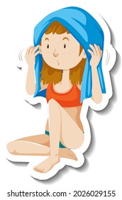 Girl Drying Her Hair Towel Cartoon Stock Vector (Royalty Free ...