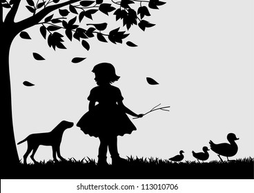 Girl with ducks