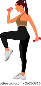 girl with dumbbells doing sports exercises