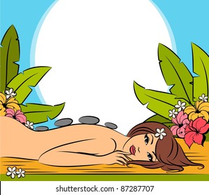 Girl during her spa session. Vector illustration
