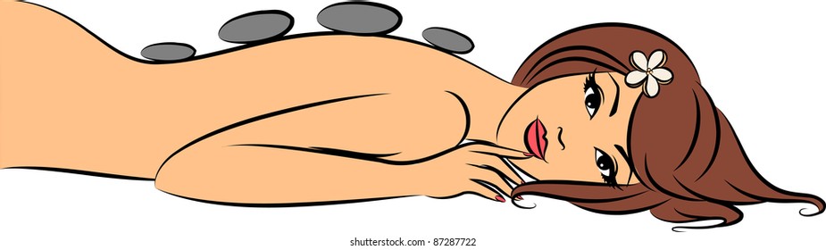 Girl during her spa session. Vector illustration