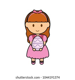 girl with easter egg  vector illustration
