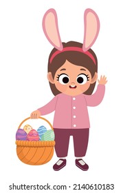 girl with easter eggs basket character