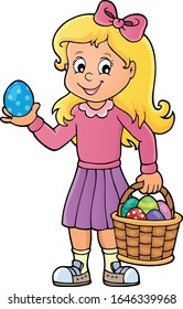 Girl with Easter eggs theme image 1 - eps10 vector illustration.