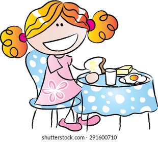 Girl Eating Breakfast Stock Vector (Royalty Free) 291600710 | Shutterstock