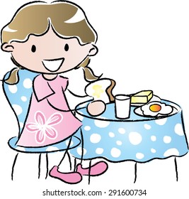 Girl Eating Breakfast Stock Vector (Royalty Free) 291600674 | Shutterstock