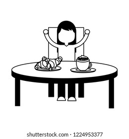 girl eating breakfast in the table