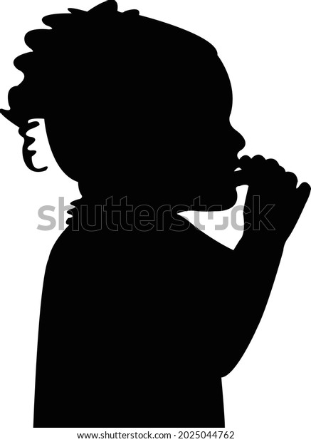 Girl Eating Food Silhouette Vector Stock Vector (Royalty Free ...