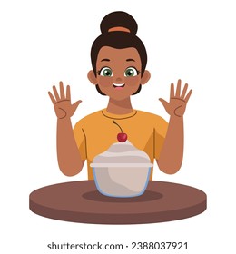 girl eating nutrition dessert illustration