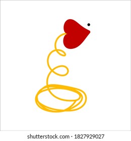 Girl eating pasta. Red lips and paste. Vector element. Flat illustration