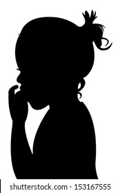 girl eating silhouette vector