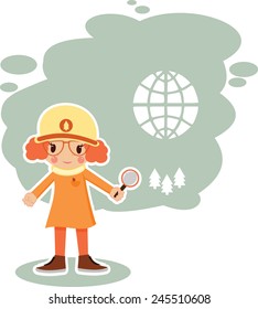 girl ecologist in vector format