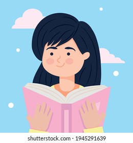 Girl with education literature book