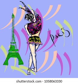 Girl with Eiffel tower