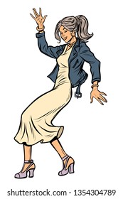 girl in elegant dress. woman disco dance. isolate on white background Pop art retro vector illustration vintage kitsch 50s 60s