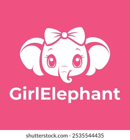 design de logotipo minimalista plano elefante menina