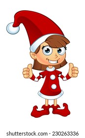 Girl Elf Character In Red - Two Thumbs Up