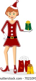 Girl Elf with Presents