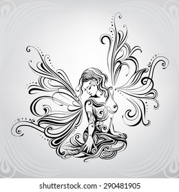 Girl Elf Wings Butterfly Stock Vector (Royalty Free) 290481905 ...