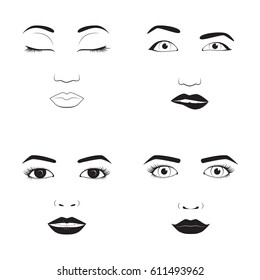 Girl emotion face cartoon vector illustration and woman emoji icon cute symbol character human expression sign female avatar tongue feeling.