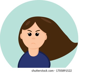 girl with emotion grief in a flat style. vector graphic. element for design sticker, icon, poster, card woman avatar
