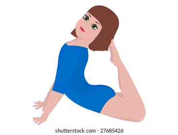 The girl is engaged in art gymnastics. Stylization under children's picture