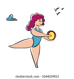 Girl is engaged in gymnastics. Running girl. Vector illustration.