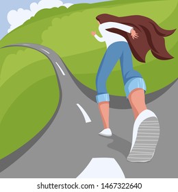 the girl is engaged in Jogging. woman athlete. woman running in nature