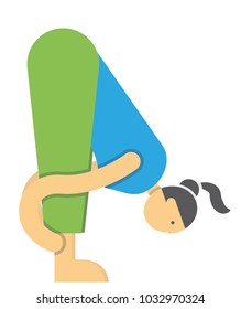girl is engaged in stretching,physical exercise and warming up of muscles,vector image, cartoon character, flat design