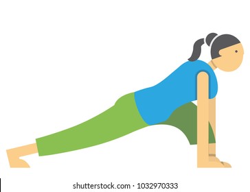 girl is engaged in stretching,physical exercise and warming up of muscles,vector image, cartoon character, flat design
