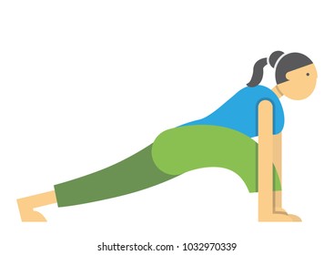girl is engaged in stretching,physical exercise and warming up of muscles,vector image, cartoon character, flat design