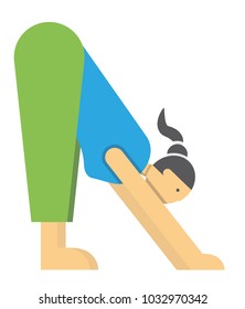 girl is engaged in stretching,physical exercise and warming up of muscles,vector image, cartoon character, flat design