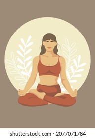 The girl is engaged in yoga. Faceless poster. Calm colors.