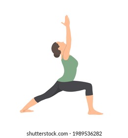 The girl is engaged in yoga. Flat illustration. Flexibility. Meditation. Asana.
