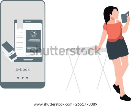 The girl is engrossed in reading an online book, her eyes fixed on the screen, immersed in the digital pages enjoying the convenience and accessibility of modern technology for her literary adventure.