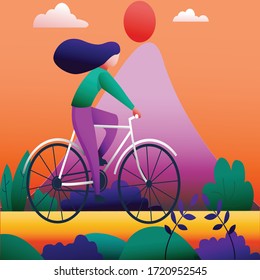 a girl enjoying afternoon cycling