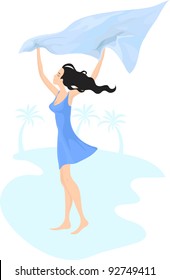 Girl enjoying breeze on the beach