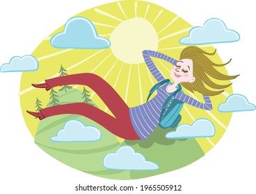 girl enjoys a vacation in nature