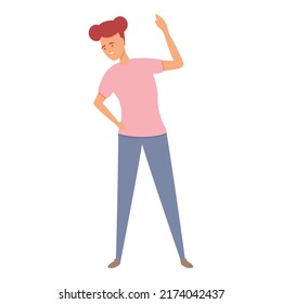 Girl exercise icon cartoon vector. Sport school. Happy girl