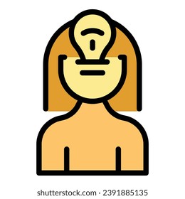 Girl exercise icon outline vector. Woman meditation. Yoga relax color flat