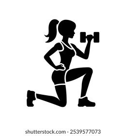 Girl exercise silhouette. Fitness workout symbol. Vector illustration