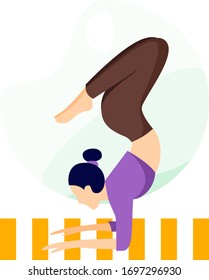 A girl exercise yoga at home