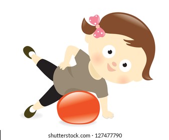 Girl exercising with ball