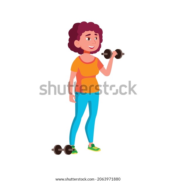 Girl Exercising Dumbbells Gym Cartoon Vector Stock Vector (Royalty Free ...