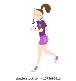 The girl, exercising in the gym, cardio exercises, running on a treadmill, color vector illustration, for sports complex advertising