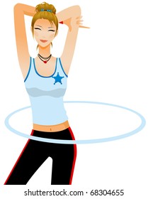 girl exercising hula hoop