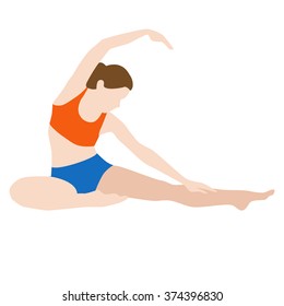 Girl exercising and stretching vector illustration
