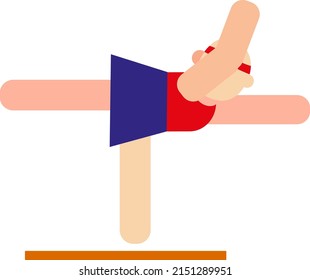 Girl exercissing with one leg up, illustration, vector on a white background.
