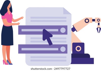 The girl is explaining about AI document.